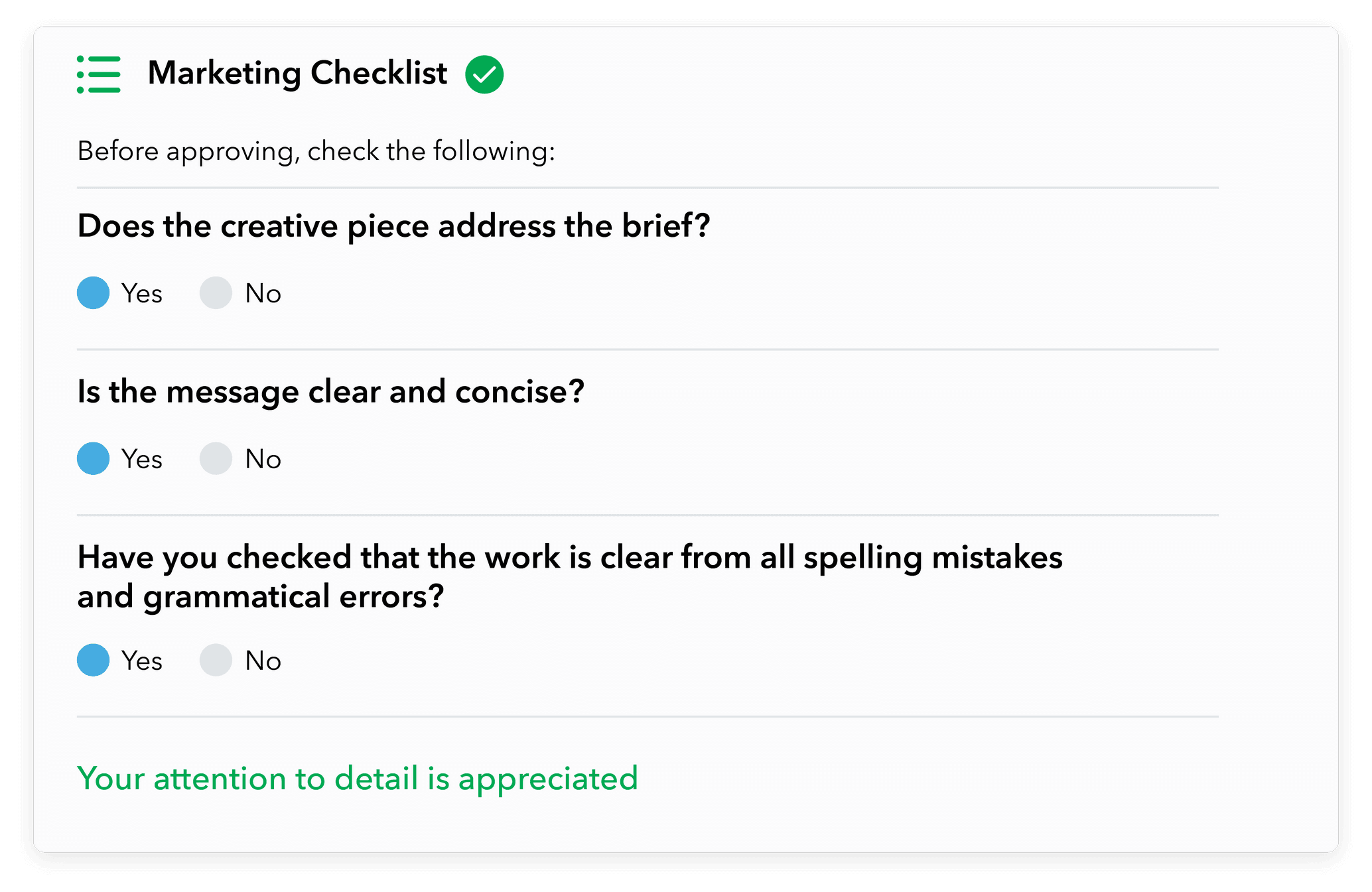 Admation: Checklists