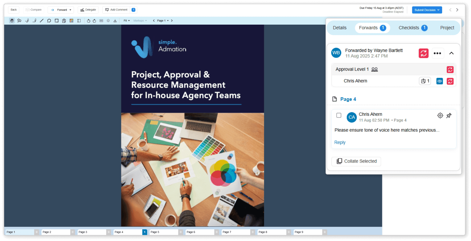Approval centre forwards