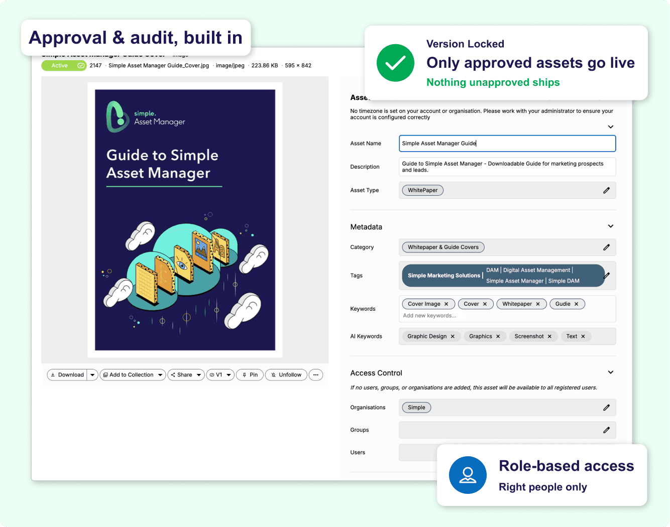 Managing asset approval and compliance with DAM