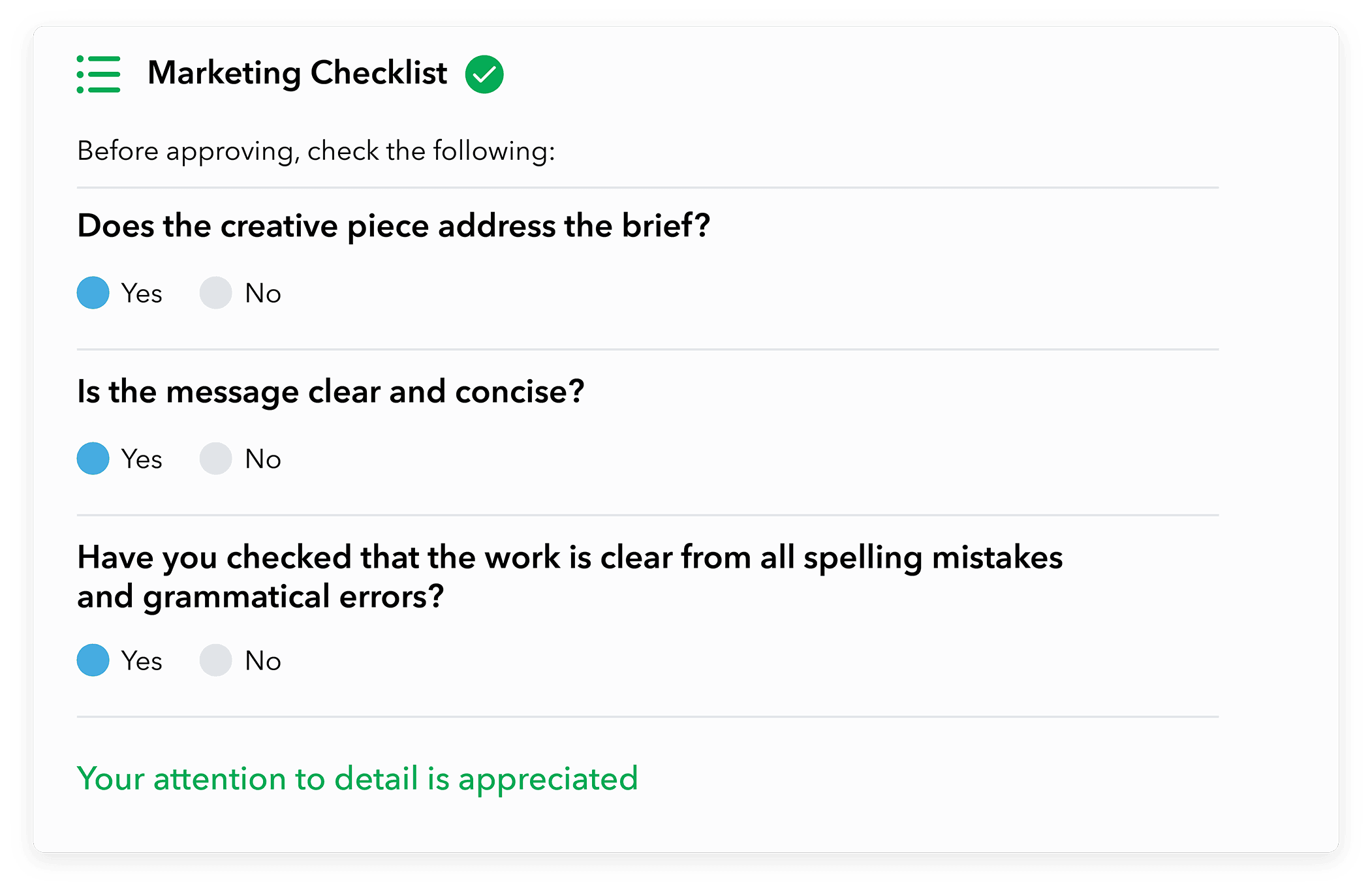 Admation: Approval Checklists