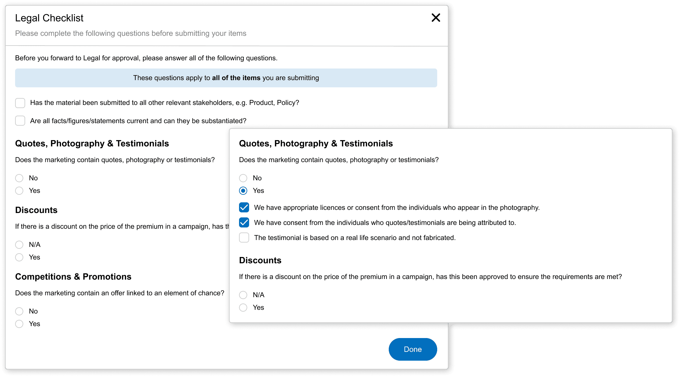 Admation: Approval Checklist - Submitter with Dynamic Questions